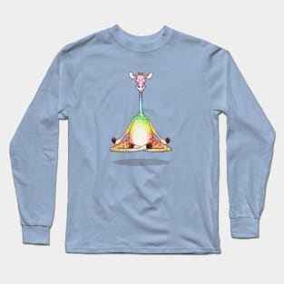 Levitating Meditating Giraffe Rainbow Long Sleeve T-Shirt